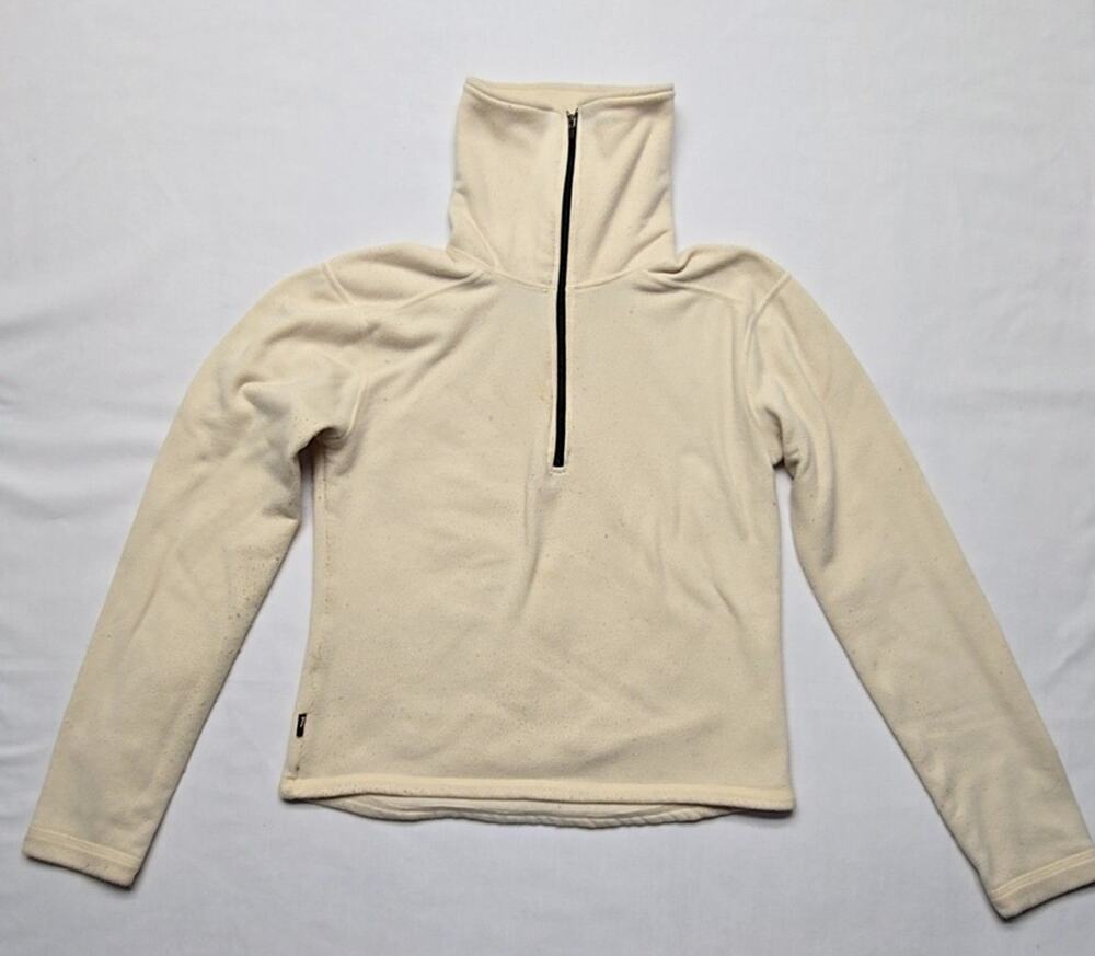 RLX Polo Sport Womens Turtleneck 1/4 Zip Cream Sweatshirt M Ski Layer Pullover